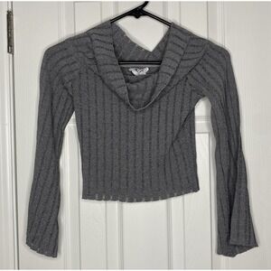 Princess Polly Women's Cropped Long Sleeve Cowl Neck Sweater Grey‎ Size S/M